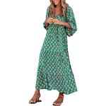 Mini abiti casual verdi XXL taglie comode di lana traspiranti con scollo a V lunghi mezza manica per Donna Generic 