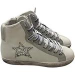 Sneakers alte larghezza E bianche numero 35 con glitter con cerniera per Donna Via Condotti 