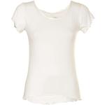 VialeScarpe - T-Shirt Basica con Bordo Ondulato. Viscosa, Molto Elastica. Bianco. Uni