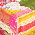 Pouf multicolore di cotone patchwork da letto Vidaxl 