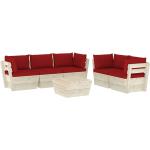 Divani rustici rossi in legno di abete con cuscini 6 pezzi design Vidaxl 