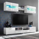 vidaXL Set Parete Attrezzata Porta TV con Luci LED 5 pz Bianco Lucido