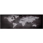 vidaXL Set Stampa su Tela da Muro Mappa del Mondo Nera 120x40 cm