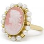Anelli cammeo rosa 12 mm di porcellana per Donna da 18 carati 