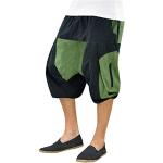 Pantaloni larghi etnici verdi di cotone per Uomo 