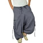 Pantaloni etnici grigi taglie comode di cotone per festival da yoga per Uomo 