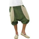 Pantaloni larghi etnici verdi di cotone per Uomo 