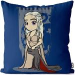 VOID Madre dei Draghi Cuscini federe Poliestere Impermeabile Outdoor Chibi Daenerys Targaryen, Kissen Größe:40 x 40 cm, Kissen Farbe:Blu