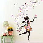 Adesivi murali romantici multicolore a tema farfalla con fiori Wallpark 