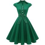 Wedtrend - Abito da donna in stile rockabilly, anni '50, abito da festa vintage, abito da cocktail, Verde militare B, L