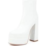 Stivali eleganti bianchi numero 34 taglie comode di pelliccia con punta quadrata con cerniera traspiranti con tacco per Donna 