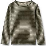 Wheat Gestreiftes Langarm-Shirt aus Merinowolle Unisex 100% weiche Merino Wolle Schnelltrocknend; Atmungsaktiv, T-Shirt Bambini Unisex, 4142 Green Stripe,