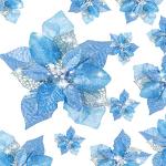 Candele blu a tema fiori 36 pezzi per Natale 