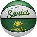 Wilson Mini Pallone da Basket NBA TEAM RETRO BSKT MINI, Utilizzo Outdoor, Gomma, Misura Mini, Bianco/Verde (Seattle Supersonics)