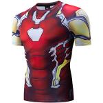 T-shirt rosse L in poliestere mezza manica da fitness per Uomo Iron Man 
