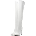 Stivali larghezza A bianchi numero 37 con cerniera con tacco sopra i 9 cm con tacco per Donna 