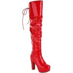 Stivali rossi numero 36 di gomma con stringhe con tacco per Donna 