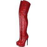 Stivali larghezza A eleganti rossi numero 37 di pelle con tacco sopra i 9 cm con tacco per Donna 