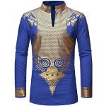 Magliette & T-shirt etniche blu taglie comode traspiranti per l'autunno lunghe manica lunga per Uomo 
