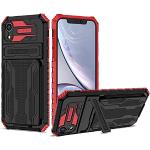 Custodie iPhone XR rosse in silicone antishock a portafoglio 