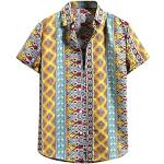 Camicetta Top Uomo Estate Moda Casual Camicia a Fiori Hawaiana T-Shirt Manica Corta (L,110giallo)