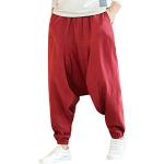Pantaloni casual rossi XL taglie comode in microfibra a righe impermeabili da running per Donna 