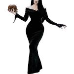 Costumi Cosplay eleganti neri XXL lunghi manica lunga per Donna La famiglia Addams Mercoledì Addams 