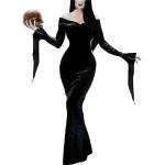 Costumi Cosplay eleganti neri L taglie comode lunghi manica lunga per Donna La famiglia Addams Mercoledì Addams 