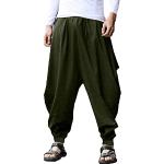 Pantaloni verde militare M di cotone traspiranti lavabili in lavatrice con elastico per Uomo 