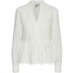 Bluse scontate bianche XL di cotone Bio sostenibili con scollo a V per la primavera per Donna Y.A.S 