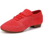 Scarpe larghezza E eleganti rosse numero 40 con stringhe traspiranti da balli latino americani per Donna 