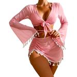 Bikini rosa S di cotone animalier con glitter a fascia per Donna 