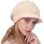 YONKINY Cappello Invernali da Donna Morbido Caldo Beanie Berretti con Visiera Cappello in Maglia di Lana Eleganti Baschi Cappello per Sci (Beige)