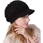 YONKINY Cappello Invernali da Donna Morbido Caldo Beanie Berretti con Visiera Cappello in Maglia di Lana Eleganti Baschi Cappello per Sci (Nero)