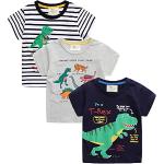 T-shirt manica corta 5 anni di cotone lavabili in lavatrice a tema dinosauri mezza manica 3 pezzi per bambini 