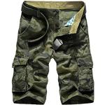 Youthup, pantaloncini cargo da uomo, in cotone, da combattimento, estivi, stile vintage Verde mimetico. 32W
