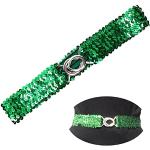 Cinture elastiche eleganti verdi con paillettes per Donna 