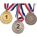 YSDYY 3 medaglie numeriche, medaglie in metallo, ricompense per guadagni, prezzi per competitività dei bambini, medaglie dorate e argento, con nastri, bordi arrotondati