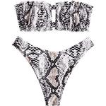 ZAFUL Set Bikini Due Pezzi da Donna, Bikini Taglio Alto Elastico Senza Spalline Stampa Serpente