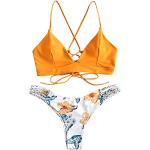 Bikini push up taglia 1A gialli S a fiori per Donna Zaful 