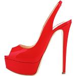 Sandali rossi numero 42 taglie comode con punta aperta con tacco sopra i 9 cm per festa con tacco per Donna 