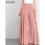 Pantaloni casual rosa 3 XL taglie comode in poliestere tinta unita lavabili in lavatrice per la primavera a vita alta per Donna Zanzea 
