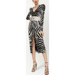 Abiti scontati neri XL zebrati con scollo a V midi manica lunga a manica lunga per Donna Dolce&Gabbana Dolce 