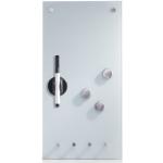 Zeller 11610 Lavagnetta magnetica in vetro con ganci, 20 x 4 x 40 cm, calamite incluse, colore: Bianco