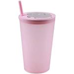 Bicchieri rosa di plastica con cannuccia 