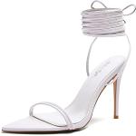 Sandali incrociati larghezza A eleganti bianchi numero 40,5 con punta aperta con stringhe con tacco sopra i 9 cm antiscivolo per Donna 