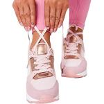 Sneakers larghezza E casual rosa numero 38 di gomma traspiranti con zeppa per Donna 
