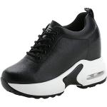 Sneakers larghezza E casual nere numero 35 di gomma tacco a zeppa antiscivolo platform per Donna 