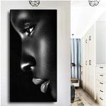 ZXYFBH Quadri Moderni Ritratto di Faccia Nera Arte Africana Donna Pittura a Olio su Tela Cuadros Poster e Stampa di Immagini da Parete scandinave per Soggiorno 60x120 cm x 1 pz Senza Cornice