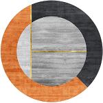 Tappeti moderni arancioni di legno rotondi lavabili in lavatrice diametro 200 cm 